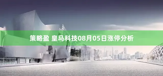 策略盈 皇马科技08月05日涨停分析