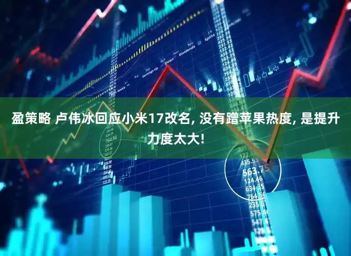 盈策略 卢伟冰回应小米17改名, 没有蹭苹果热度, 是提升力度太大!
